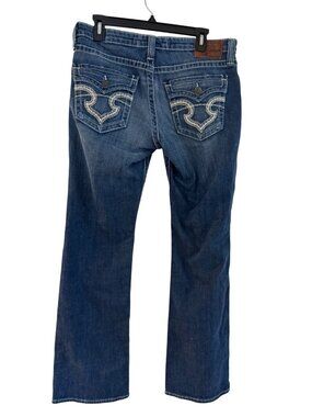 Big Star Remy Womens jeans 34 flatlay waist Low Rise Bootcut Denim Jeans